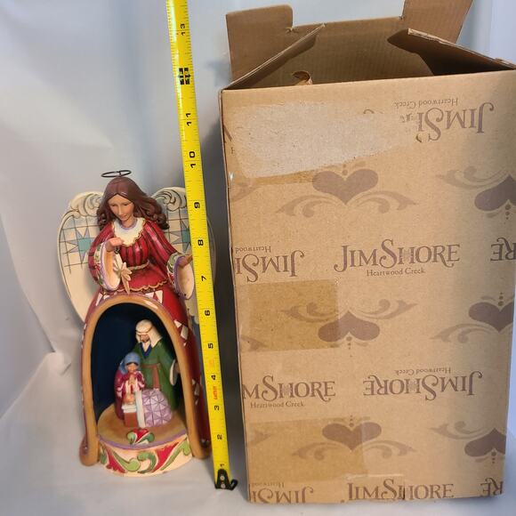 Jim Shore Holy Family Angel Figurine-For Unto Us a Child is Born-Rotating Lights - Picture 6 of 8